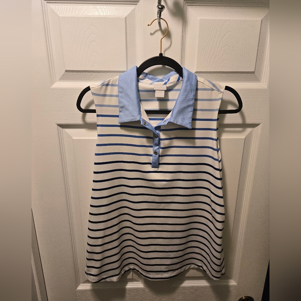 Chico's Zenergy Light Blue and White Striped Top